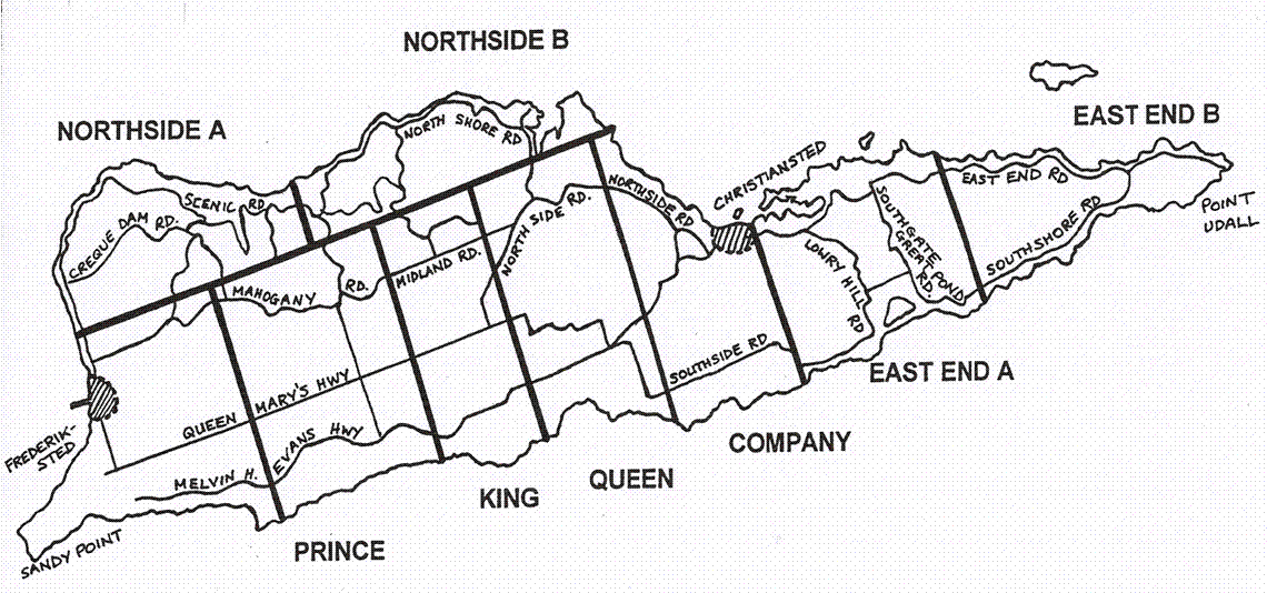 St. Croix Quarters Map, U.S. Virgin Islands